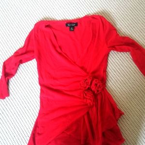 Blouse, red ,chiffons material, great for dinner, outdoor...party..elegant